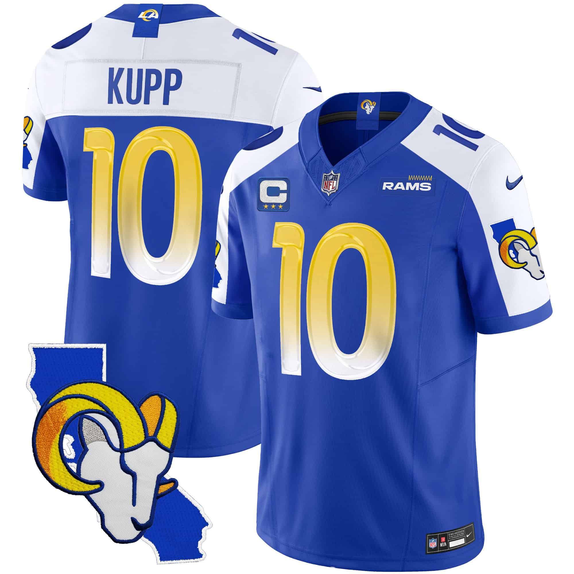 Men Los Angeles Rams 10 Kupp Blue 2024 Nike California Patch Vapor Limited NFL Jersey